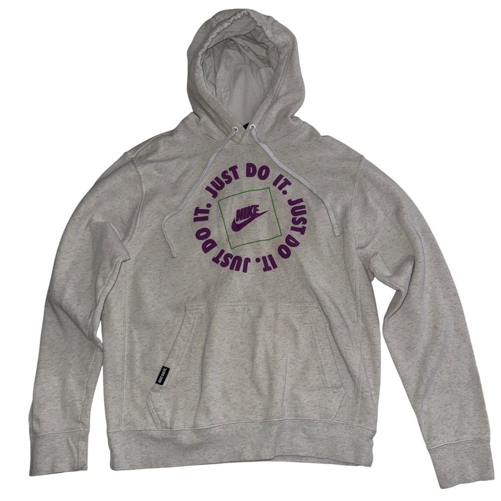 Nike Men's Gray Heather 'Just Do It' Graphic Hoodie Sweatshirt Size S